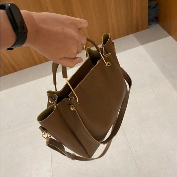 Brown Minimalist Double Handle Square Bag - Picture 10 of 10